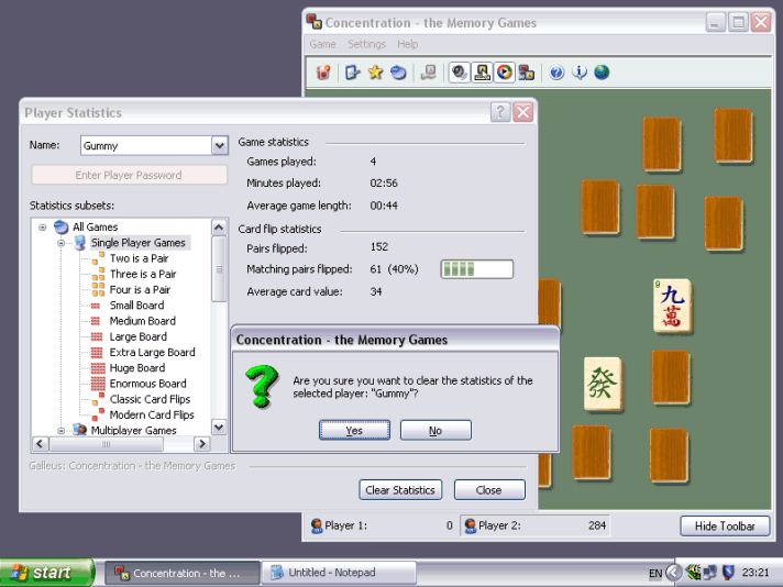 Statistics Dialog - Mah-Jongg Tiles